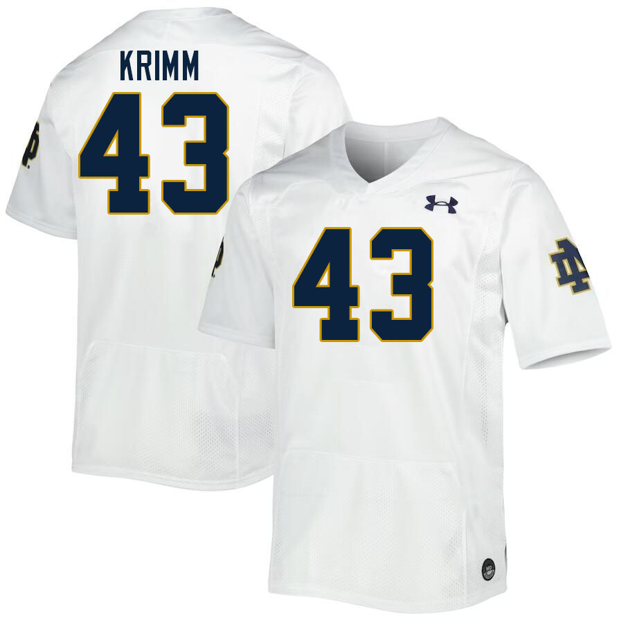 Men #43 Ben Krimm Notre Dame Fighting Irish College Football Jerseys Stitched Sale-White